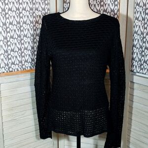 Emma James Black Knit Top Lined Sequins Elegant NWOT